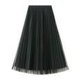 thumbnail image 2 of SWSMCLT Women's Pleated Calf Tea Length Long Skirt Tulle Tutu Midi Skirts Pleated 2 Layered Dark Green One Size, 2 of 4