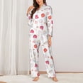 thumbnail image 2 of Yiaed Red coral and scallop seashell Print Pajamas Women's Long Sleeve Sleepwear Soft Button Down Loungewear Pjs Lounge Set Nightwear Womens Pajama Pants-X-Large, 2 of 7