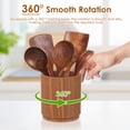 thumbnail image 3 of Tzdxfgl Wooden Utensil Holder, 360° Rotating Kitchen Utensil Organizer, 6.5x5.9 inch Large Kitchen Utensil Holder, Cooking Utensil Crock for Kitchen Countertop with Rotatable Wooden Base, 3 of 12