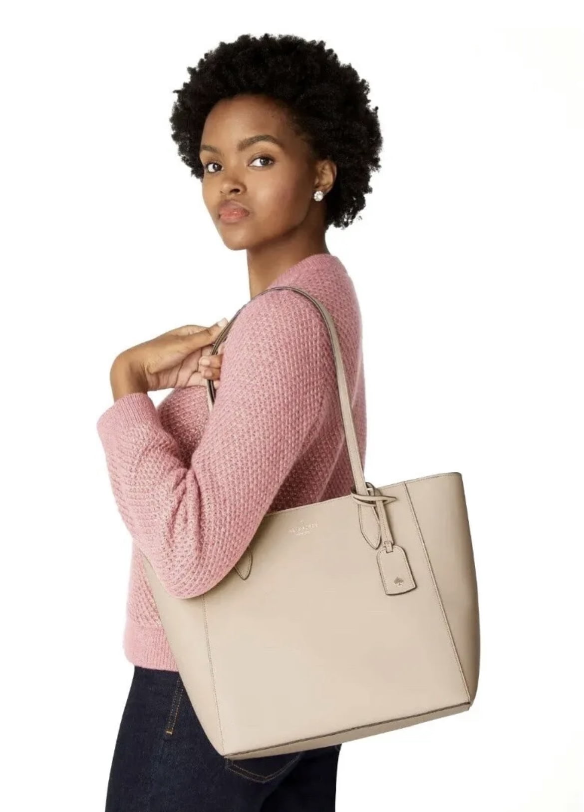 Kate Spade New York Dana Saffiano PVC Warm Beige Large Tote Bag