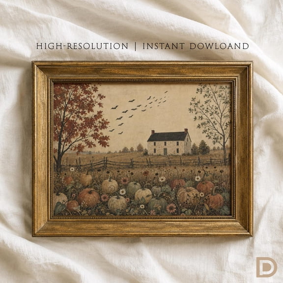 Vintage Pumpkin Patch Wall Art Print