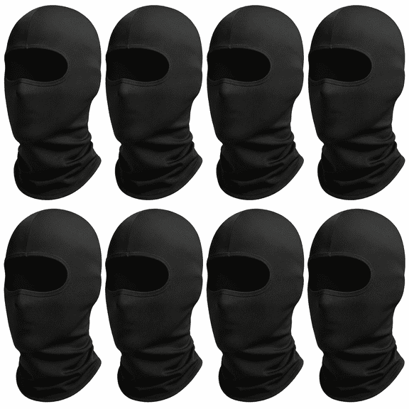 ROSEXIXI Balaclava Ski Mask 8 Pack Black Cooling Neck Gaiter Sun Protection Breathable Face Covering, Neck Sun Protection Fishing Mask for Cycling Running Helmet Liner One Size