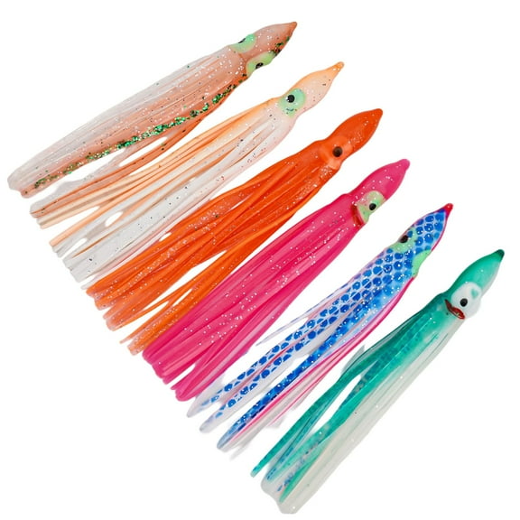 Taituoti 20Pcs Artificial Octopus Squid Soft Fishing Lures Bait Saltwater Colorful 5-16Cm,10Cm