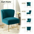 thumbnail image 2 of Velvet Armless Accent Chair Gold Metal Legs Modern Upholstered Single Sofa Home Living Room Blue, 2 of 7