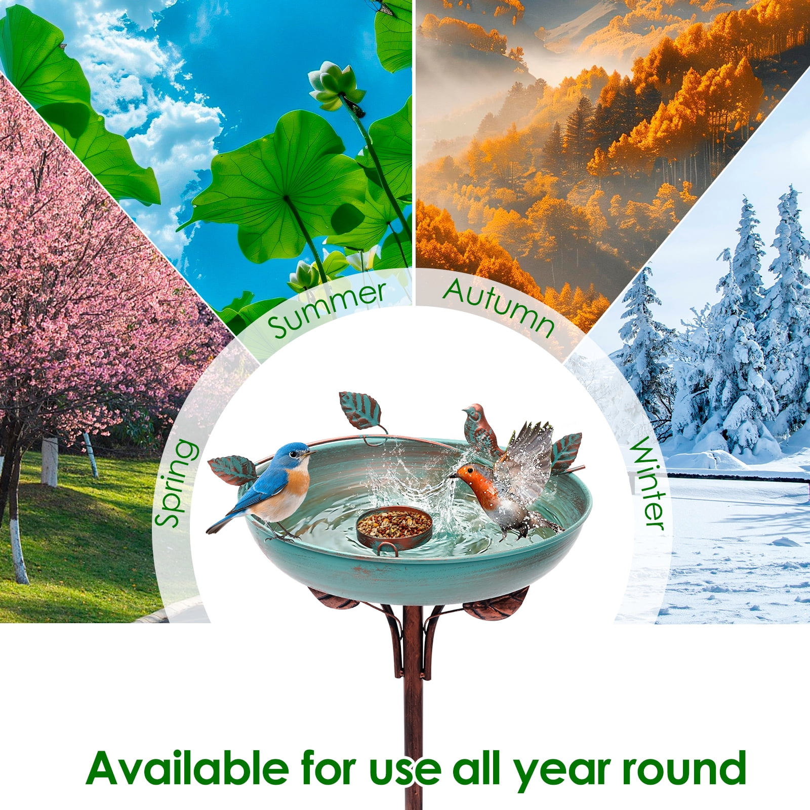 Iron Bird Bath for Outdoor Garden Bird Bath with Small Bowl Birdbath Feeder Rustproof Birdbath for Garden Yard Lawn Decor Easy to Install