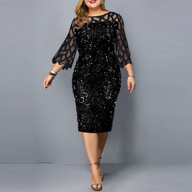 Robe d'Été Aguichant à Paillettes Robe Moulante Robe Complète Robe à Paillettes pour Femmes