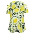 thumbnail image 5 of Lemon Print Womens Summer V Neck Zipper Top Short Sleeve T Shirt Off Shoulder Top Casual Classy Loose Shirts, 5 of 7