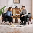 thumbnail image 3 of LAZZO Mid-Century Modern Accent Chair, Solid Wood Frame Leather Armchair for Living Room & Bedroom, Black, 3 of 9