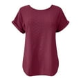 thumbnail image 2 of Jalioing Women's Summer Short Sleeve Shirts Crew Neck Eyelet Fashion Tunic Tops Dressy Casual Plain Work Blouses, 2 of 4