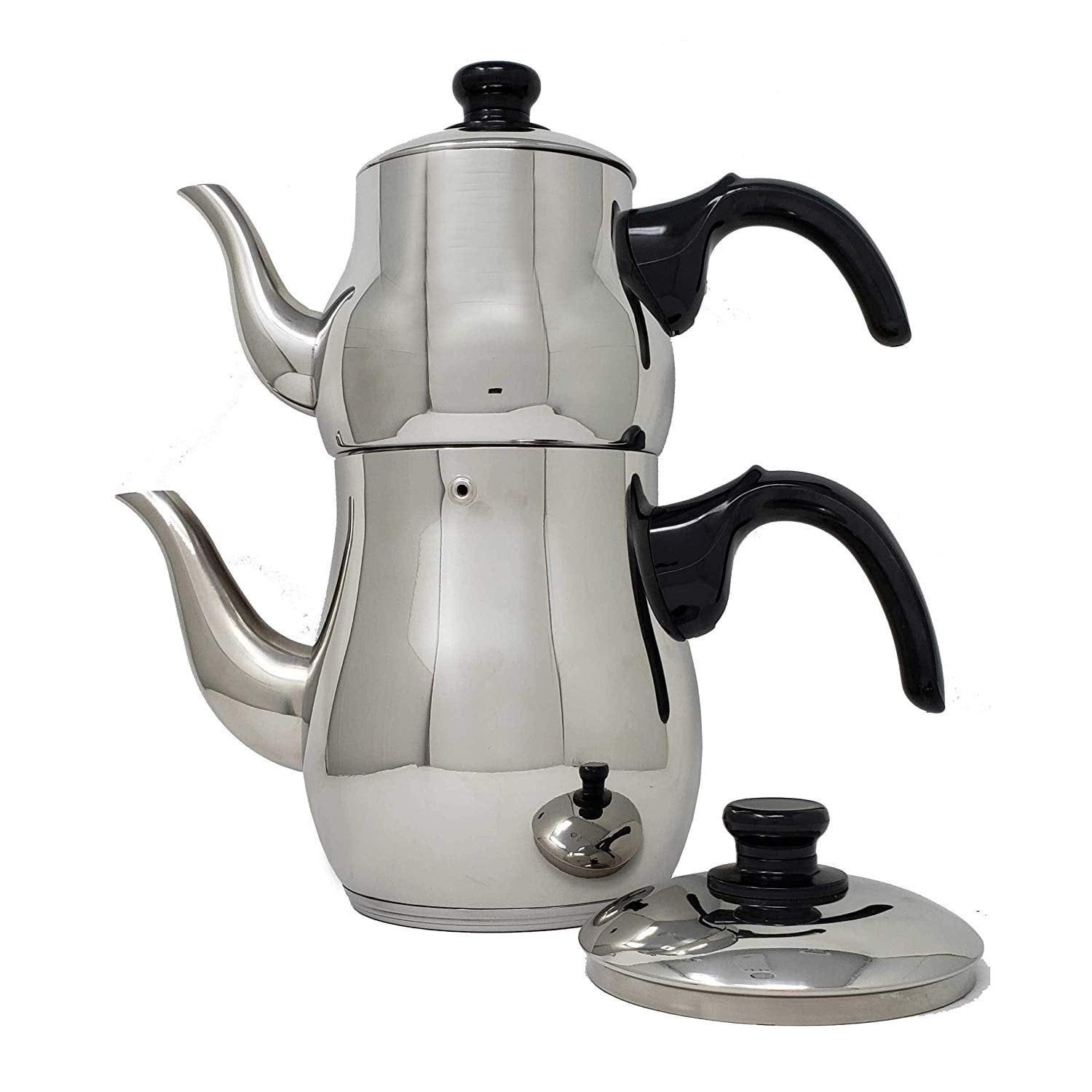 110 oz Turkish Tea Pots Set for Stove Top Stainless Steel Double Tea Kettle 