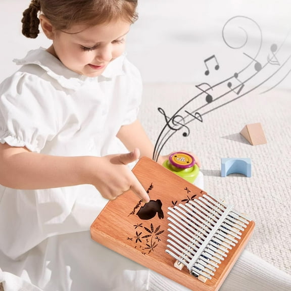 17 Key Kalimba Thumb Piano Solid Wood Finger Piano Portable Instrument with Tuning Hammer and Case for Beginners Adults Kids Music Lovers Educational Musical Instrument Gift Idea
