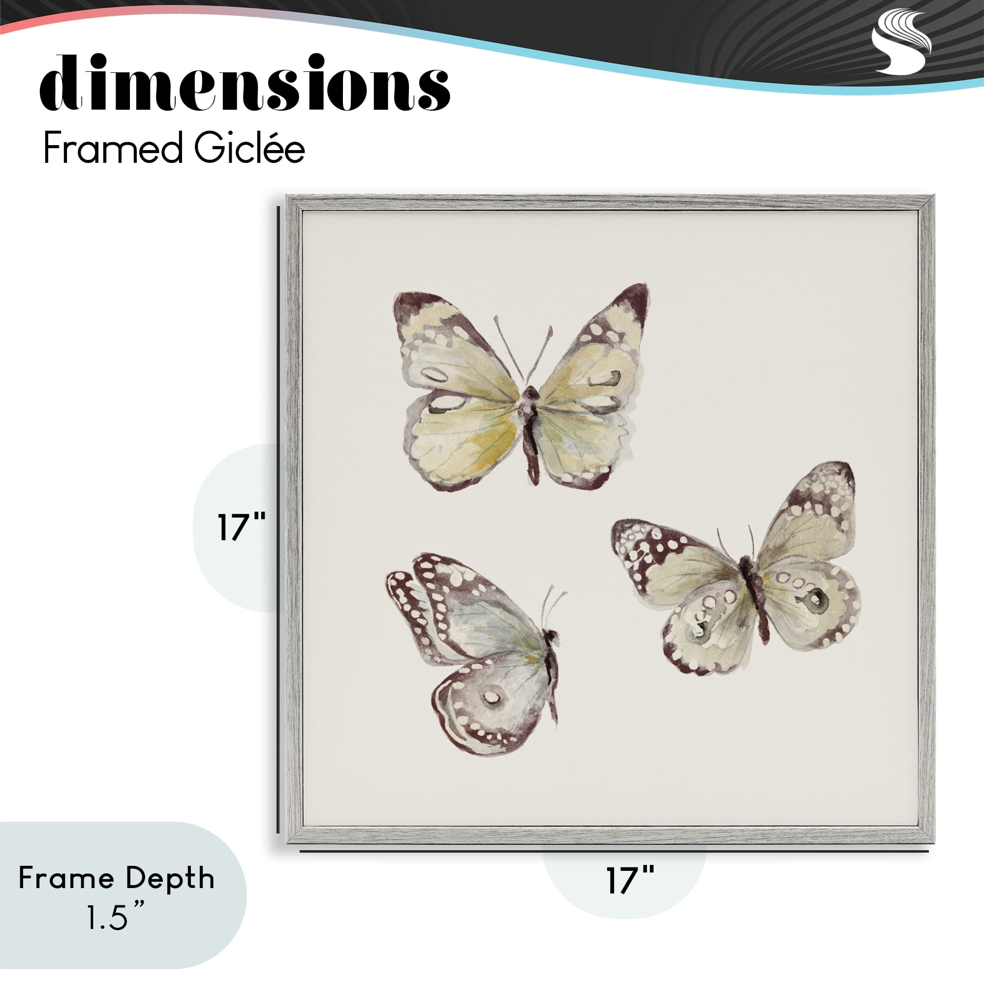 Stupell Industries Delicate Butterflies on Beige Gray Framed Giclee Art, design by Patricia Pinto