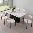 thumbnail image 5 of Morden Fort Modern Dining Table Set for 6, White Faux Marble Top Dining Table with 6 White Chairs for Kitchen, Dining Room, Restaurant, Conference Room, 5 of 7