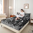 thumbnail image 3 of Manfei Paris Eiffel Tower Twin Sheet Sets, Black Diamond Sequin Print Twin Fitted Sheet, Romantic Princess Style Flat Sheet, Breathable Home Decor, 3-Piece, 3 of 6