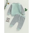 thumbnail image 4 of Cenuakty Toddler Boys 2PCS Pants Sets Long Sleeve Patchwork Tops and Drawstring Striped Pants Sets, 4 of 8