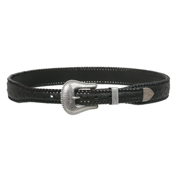 Ostrich Print (Imitation) Black Western Style Belt