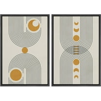 IDEA4WALL Framed Canvas Print Wall Art Set Mid-Century Modern Crescent Moon Collage Nature Illustrations Modern Art Rustic Decorative for Living Room, Bedroom, Office - 16"x24"x2 Black