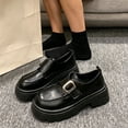 thumbnail image 4 of OKBOP Womens Round Toe Loafers Comfortable Buckle Strap Thick Sole Casual Dress Work Shoes, 4 of 5
