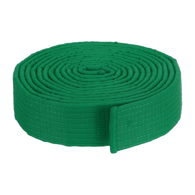 Cinturón de Clasificación de Taekwondo Uxcell de Color 1.6"x11.2Ft 3.4m, Cinturón de Artes Marciales de Algodón Judo Karate, Verde