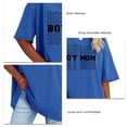 thumbnail image 5 of Blusa azul real de gran tamaño con cuello redondo, estampado de letras, mangas cortas y hombros caídos para un estilo casual y elegante., 5 of 5