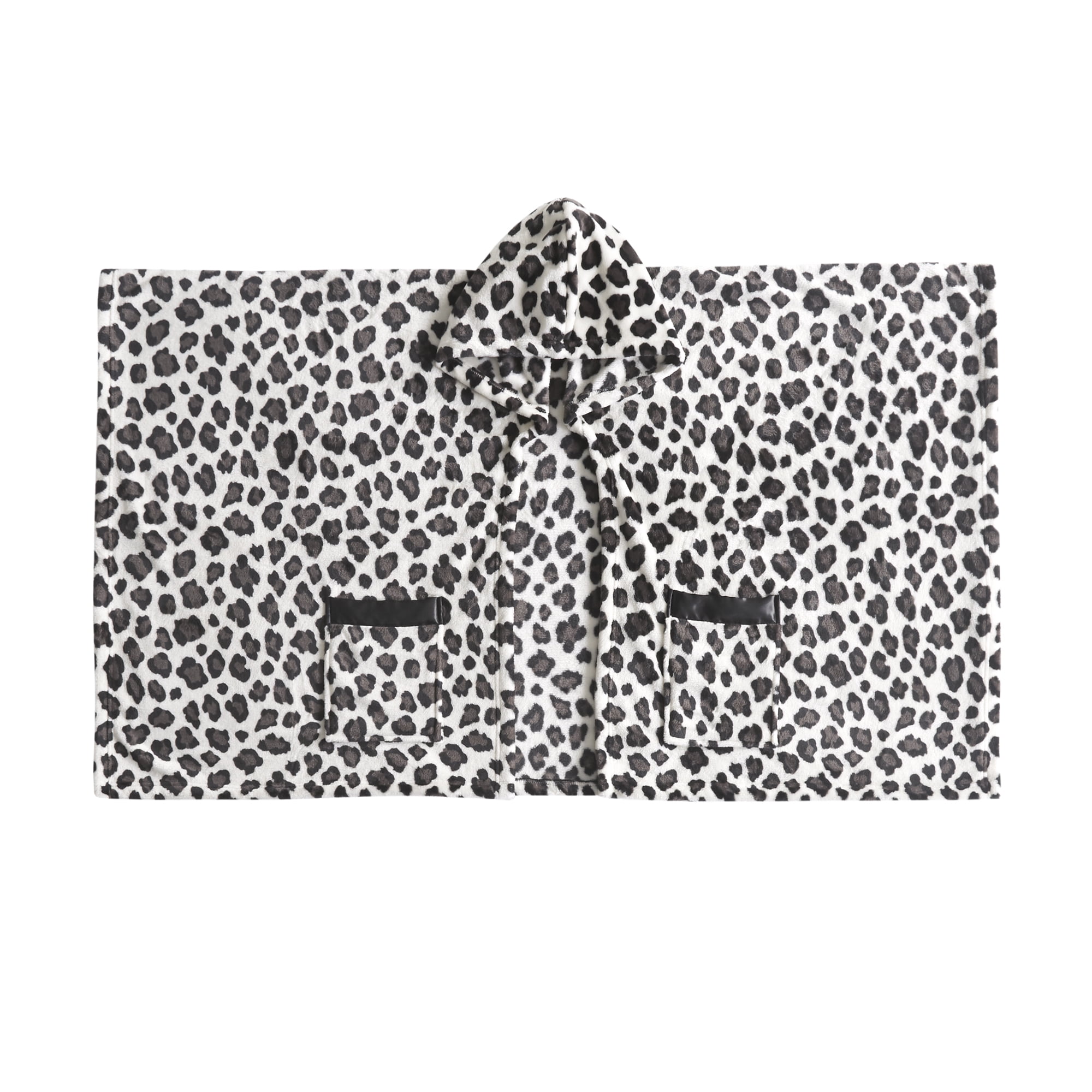 Comfort Spaces White, Gray Leopard Polyester Plush Throw, 60" x 50"
