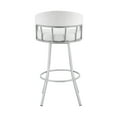 thumbnail image 6 of Valerie 30" White Faux Leather Swivel Bar Stool - Silver Metal. Kitchen Island Seating. Comfortable, 360° Swivel. Easy Clean. 250lb Capacity. Modern Design., 6 of 12
