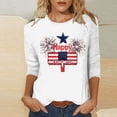 thumbnail image 2 of SELONE Womens Tops 3/4 Length Sleeves Stars Stripes Crewneck July 4th Apparel Red White Blue Wear Clothes Gifts Activewear 2XL, 2 of 3