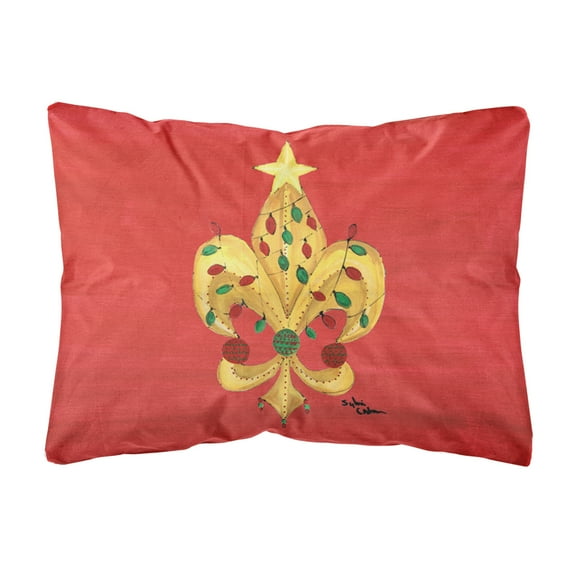 Carolines Treasures 8185PW1216 Christmas Fleur de lis Tree with lights Canvas Fabric Decorative Pillow, 12H x16W,