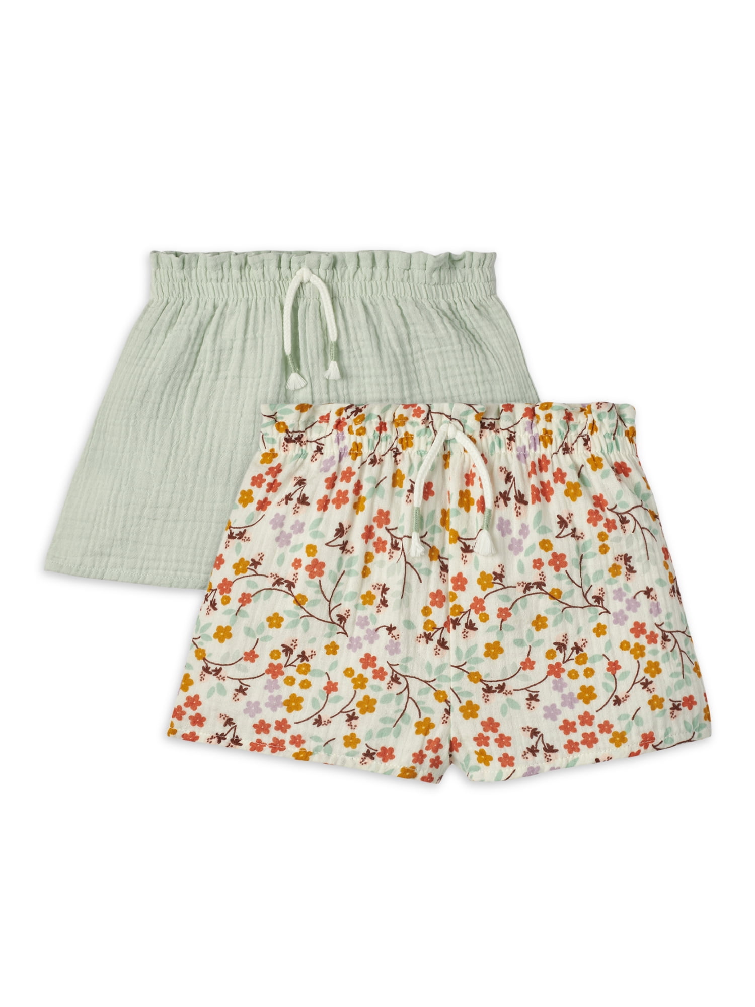 Modern Moments by Gerber Toddler Girl Gauze Shorts, 2-Pack, Sizes 12M-5T