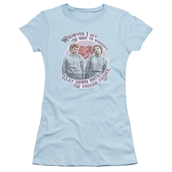 I Love Lucy Lucys Workout S/S Junior Women's T-Shirt Sheer Light Blue