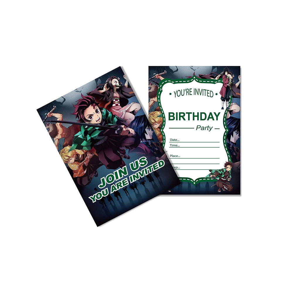 Novel Concept Designs  Demon Slayer Anime Birthday Party  Invitations