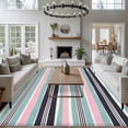 thumbnail image 4 of Area Rug 60×96in, Pink Blue Black Stripes Floor Carpet Living Room Rug, Watercolor Lines Non-Slip Welcome Mat Indoor Rugs for Bedroom Dining Room, 4 of 9