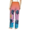 thumbnail image 3 of Sigee Beach with Palm Trees Print Women's Soft Pajama Pants - Breathable and Comfortable Lounge Sleep Bottoms with Elastic Waistband and Pockets-Small, 3 of 9