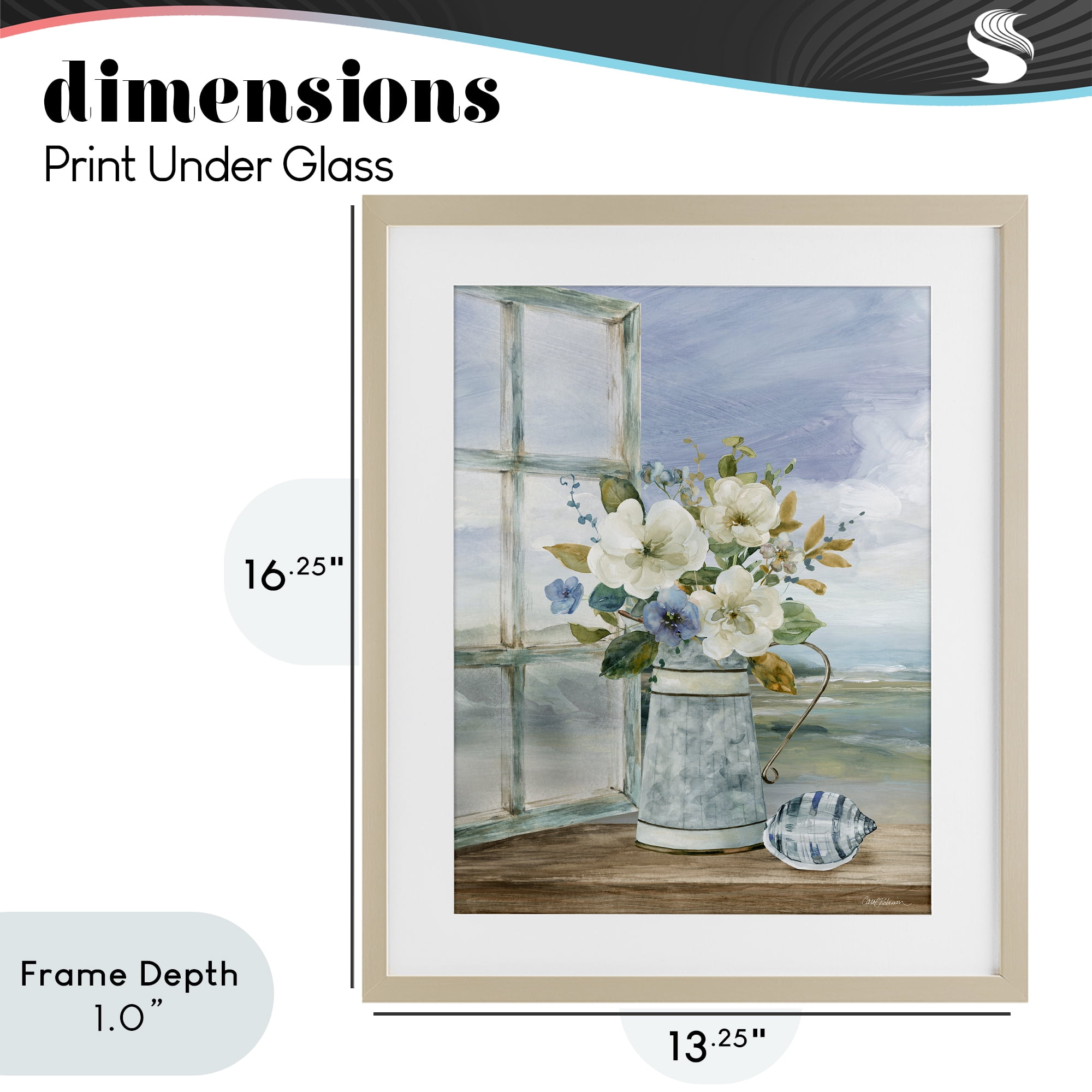 Stupell Industries Seaside Floral Bouquet Window Birch Framed Print Under Glass, design by Carol Robinson