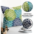 thumbnail image 5 of Navy Blue Green Teal Pillow Covers 20x20 Inch Set of 2 Dahlia Floral Decorative Throw Pillows For Couch Geometry Flowers Modern Pillow Cases Farmhouse Decor For Sofa Couch Porch Living Room Outdoor, 5 of 6