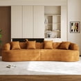 thumbnail image 4 of Wiilayok 131" Chenille Curved Shaped Sectional Sofa,Modern 4 Seater Cloud Combination Sofa Couch with Extra Deep Seat and Pillows for Living Room,Orange, 4 of 10