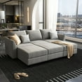 HONBAY Modern Convertible Sleeper Sofa Bed with Storage Ottomans and 6