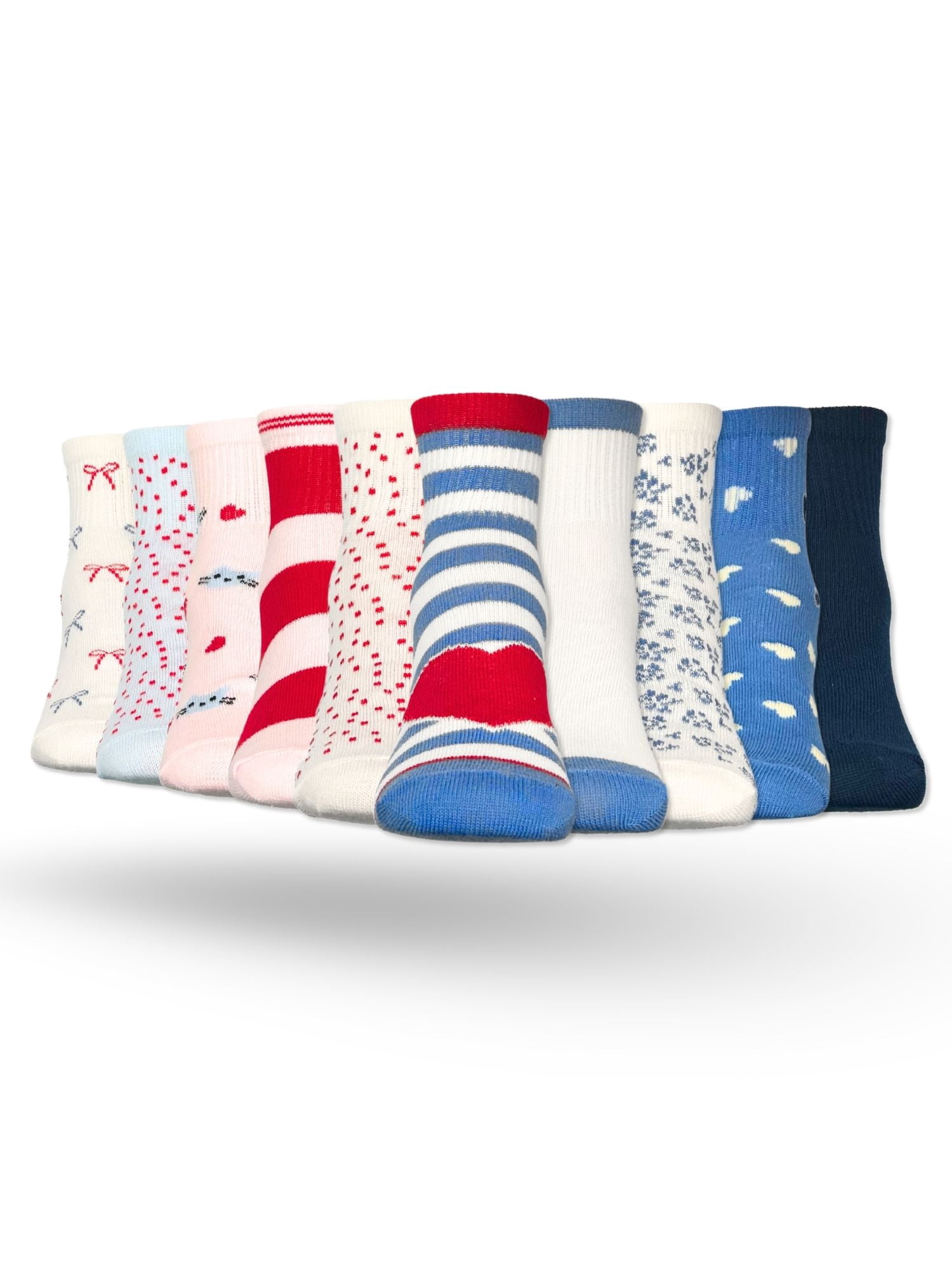 Wonder Nation Girls Ankle Stripe Socks, 10-Pack, Sizes S-L