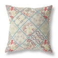 thumbnail image 6 of Fall Patch Snowflowers Indoor/Outdoor Fabric Pillow in Cream Magenta Red 16x16, 6 of 8