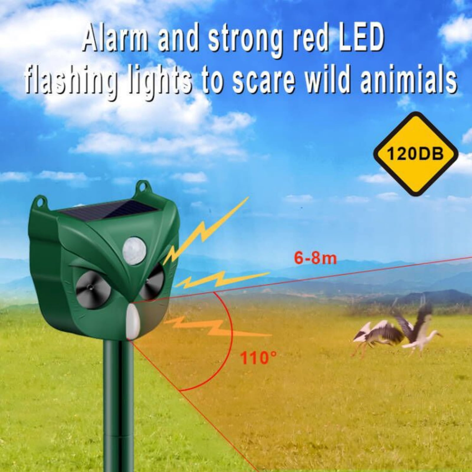 Paddsun Solar Ultrasonic Animal Traps, Cat Traps for Outdoor Use with Motion Sensor Ultrasonic Cat Traps Deer Traps Dog Traps for Gardens and Farms