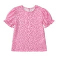 thumbnail image 3 of Inglocry Girls Summer Shirts Cute Puff Short Sleeve Tops Casual Crewneck Tee Blouse Floral Boho Summer Tops For Teens 5-14 Years Light pink 9-10Y, 3 of 4