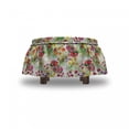 thumbnail image 4 of Garden Art Ottoman Cover, Watercolor Peony, 2 Piece Slipcover Set with Ruffle Skirt for Square Round Cube Footstool Decorative Home Accent, Standard Size, Multicolor, by Ambesonne, 4 of 5