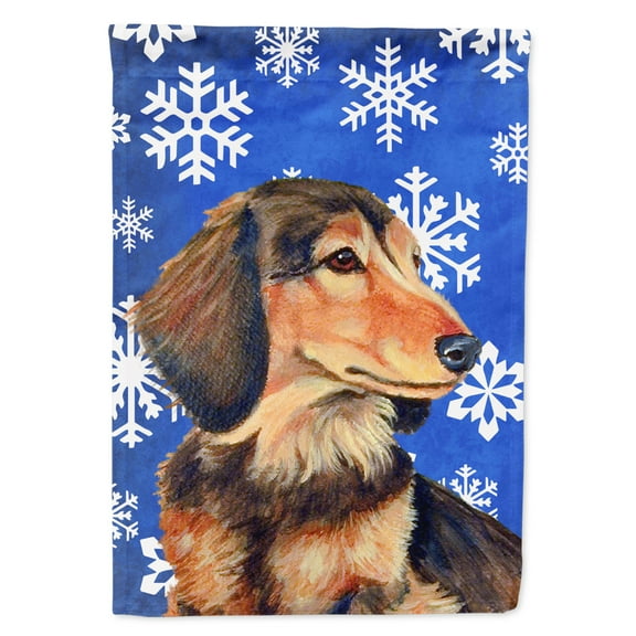 Carolines Treasures LH9301-FLAG-PARENT Dachshund Winter Snowflakes Holiday Flag  multicolor