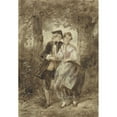 thumbnail image 2 of Herman Frederik Carel Ten Kate 18x24 Black Ornate Framed Double Matted Museum Art Print Titled: In Love Couple in the Forest (1832 - 1891), 2 of 5