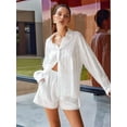thumbnail image 2 of 2 Piece Sets for Women Summer Oversized White Shirt and Shorts Sets for Women 2 Piece Outfits Vacation Sets M, 2 of 7