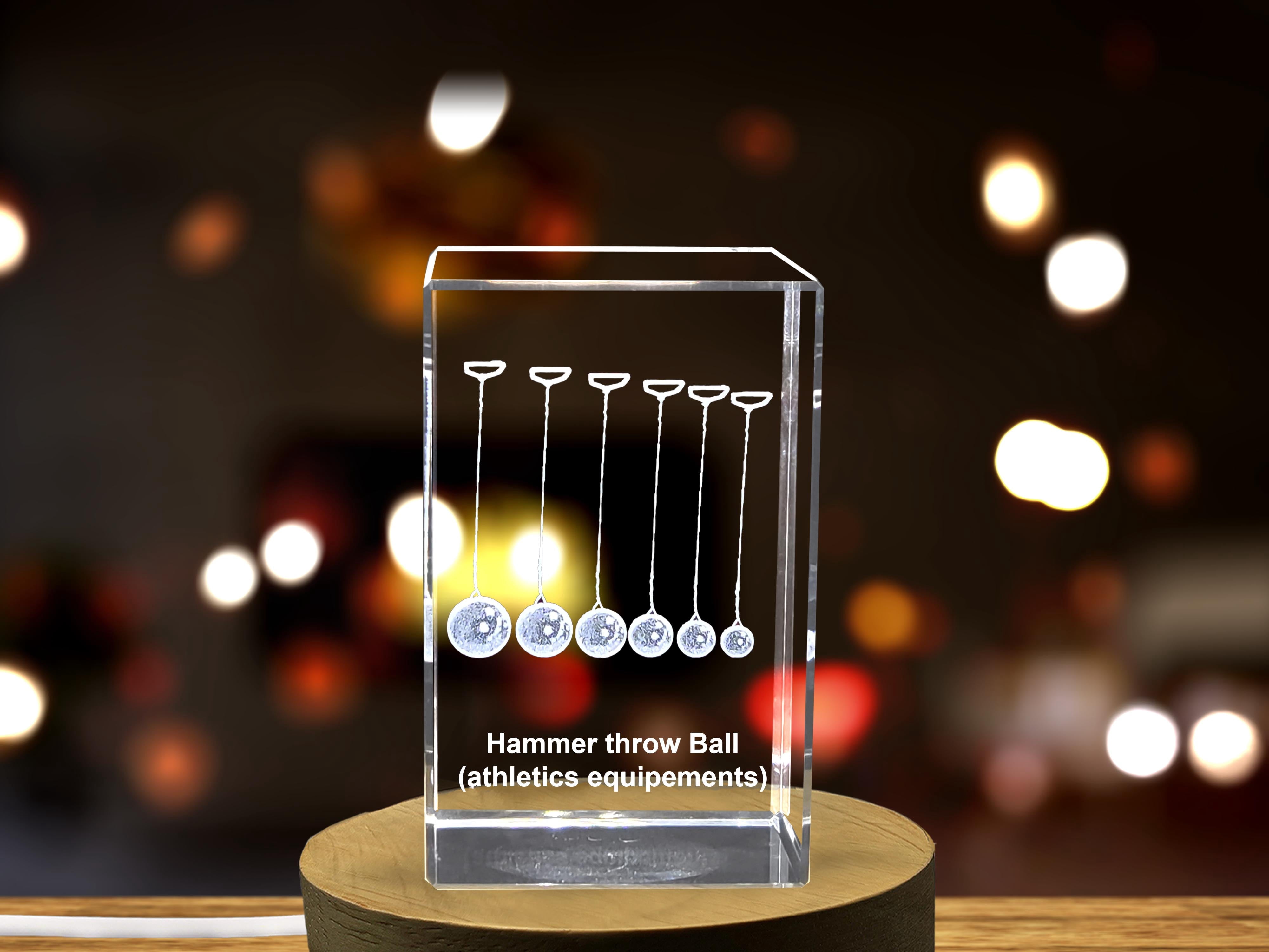 Hammer Thrower 3D Engraved Crystal Award - Elegant Desktop Trophy for Hammer Throw Athletes