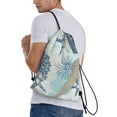 thumbnail image 3 of Kdxio Algae Corals and Seashells Print Drawstring Backpack Bag,Waterproof Draw String Back Sack, Gym Drawstring Bags Swim Bag For Unisex, 3 of 9