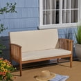 thumbnail image 5 of GDF Studio Oliver Outdoor Acacia Wood Loveseat, Brown and Cream, 5 of 9