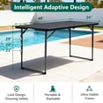 thumbnail image 6 of Decksplore 4ft Folding Table - Heavy Duty Fold-in-Half Plastic Table with Adjustable Height, Portable Utility Tables with Steel Legs for Indoor, Outdoor, Picnic, Camping, Dining, Party-Black Pro, 6 of 9