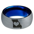 thumbnail image 2 of Tungsten Missouri Show Me State Heart Band Ring 8mm Men Women Comfort Fit Blue Dome Brushed Gray Polished, 2 of 4
